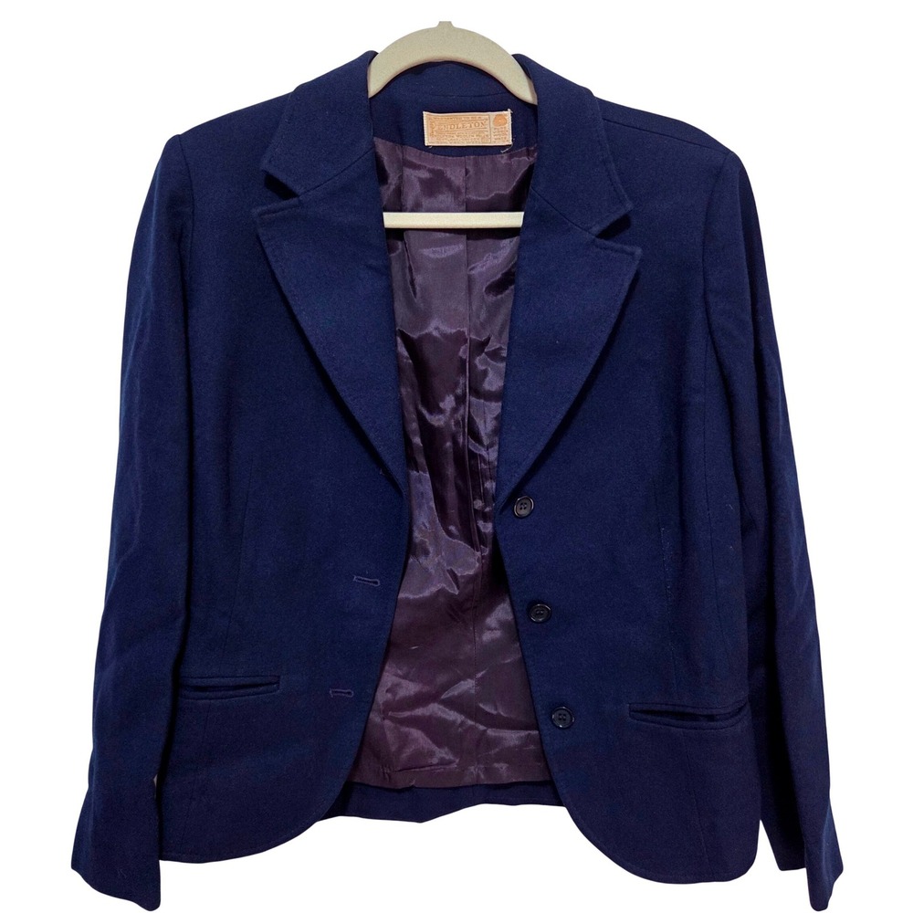 Pendleton Navy Blue 100% Virgin Wool Vintage Made in‎ USA Size 10 Fits Small